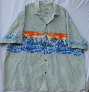 KY's short sleeve button down horse print Hawaiian/Aloha shirt men's size 3XL
