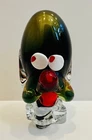 Vintage Murano Glass Dog Head Art Glass Big Eyes Red GLOWS