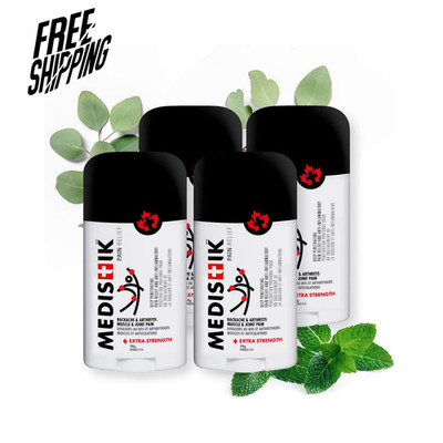 MEDISTIK Extra Strength Pain Relief Stick 58mg Back Muscle Joint Pain 4 Pack