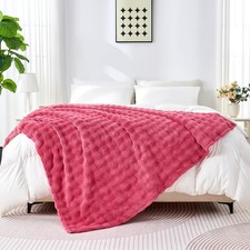 Soft Fleece Throw Blanket for Couch, 90x106 Inches 3D Bubble Decorative Cozy ...