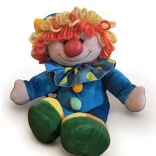 Jesty The Clown Yarn Hair Squeaky Tummy Blue Plush Commonwealth 1990 Doll