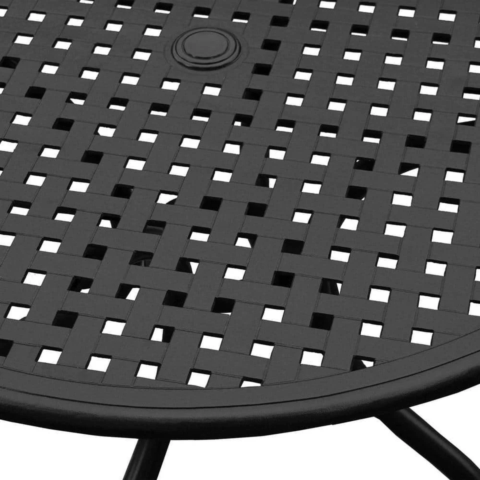 Black Round Aluminum Dining Height Outdoor Dining Table - Image 2 of 2