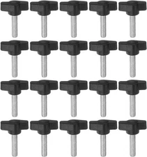 HARFINGTON 20pcs Tee Wing Thumb Screws M6 x 25mm Standard x 25mm, Black 