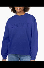 Esprit Women's Blue Logo Crew Neck Pullover Sweatshirt Long Sleeve Size XXL
