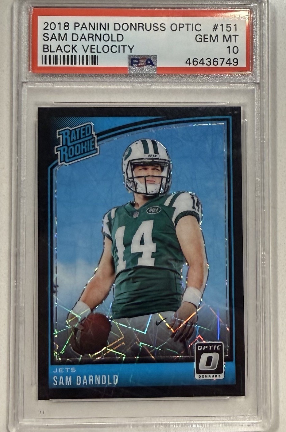 2018 Donruss Optic Sam Darnold Black Velocity Rookie /25 PSA 10