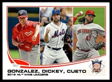 2013 Topps Gio Gonzalez/R.A. Dickey/Johnny Cueto Washington Nationals/New York