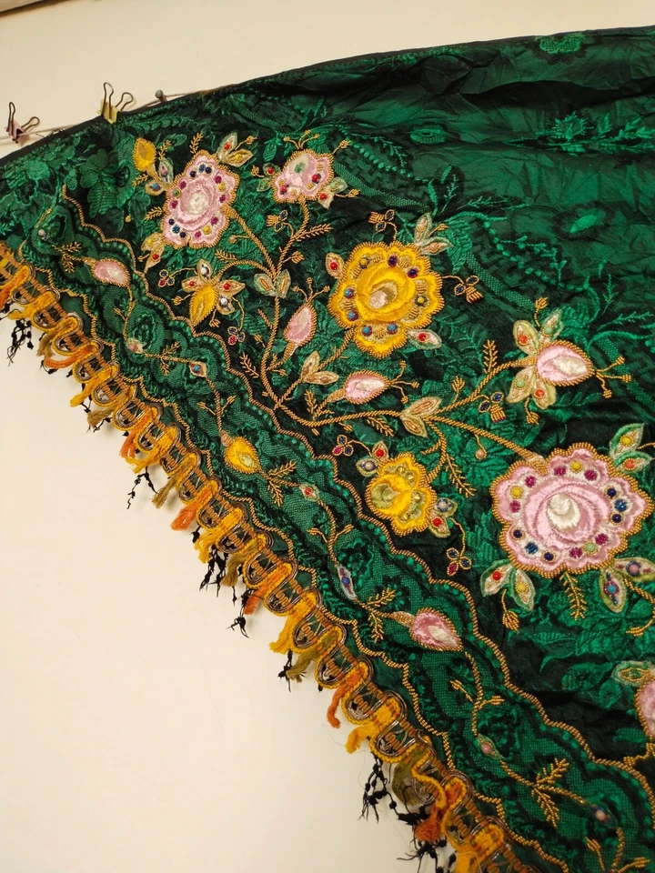 De colección increíble bufanda francesa bordada chal flecos artículo770 Foto 4 de 4