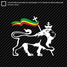 Multi-color Lion of Judah with Rasta Flag Sticker Vinyl Decal reggae tribe of