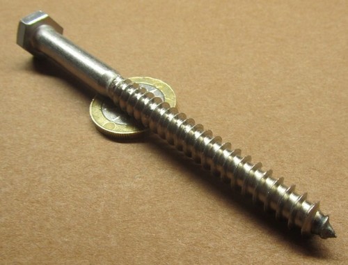 316 Stainless Steel Hex Head Lag Screw 5/16 Threads x 4.00" Length, 10 pcs - Picture 12 of 12