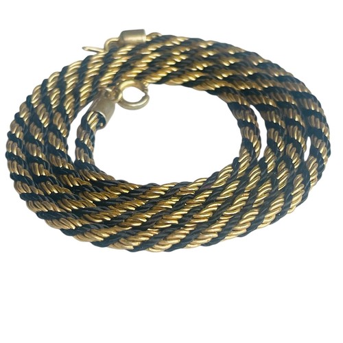 Rope Chain Gold Tone Black Twist 24" Length 4mm Thick Fashion Vintage Costume - Picture 3 of 13