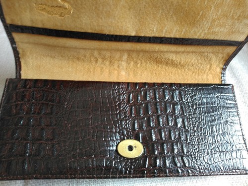 PIERRE CARDIN vintage dark brown Crocodile skin large women's Purse - Picture 8 of 12