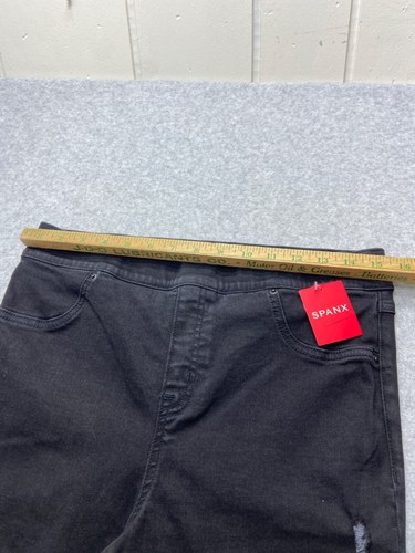 Spanx Womens XL Distressed Denim Leggings Vintage Black Pull-On Jeggings - Picture 3 of 12