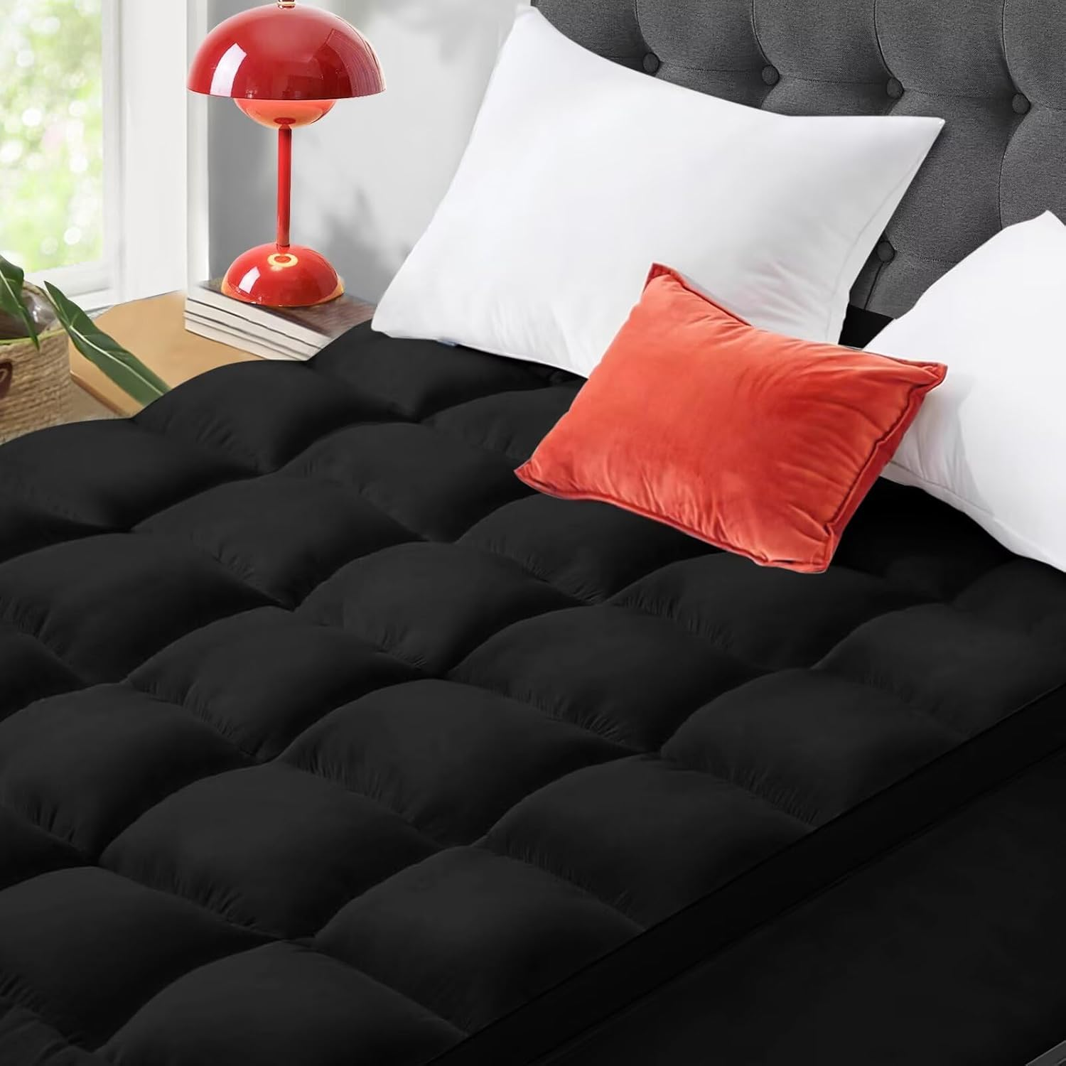 Super Queen Size Pillowtop Mattress Topper for Back Pain Relief-image