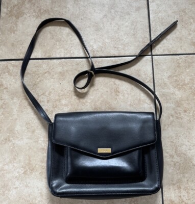Ralph Lauren Vintage Y2K Genuine Leather Bramley Messenger Black Crossbody Bag