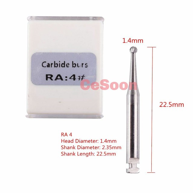 5Pcs Round Ball Dental Carbide Latch Burs For Slow Speed Latch Pack