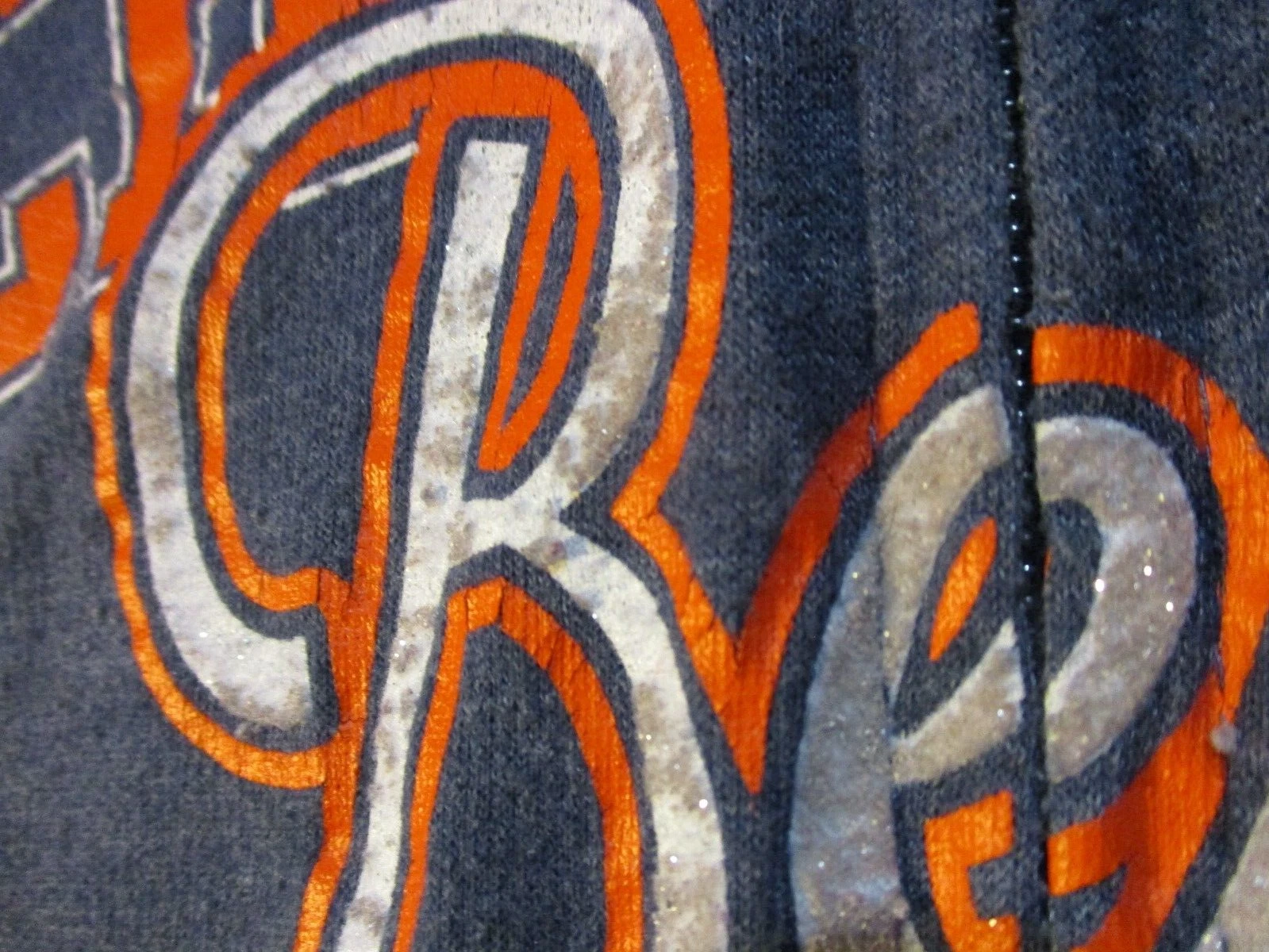 VETEMENTS FELPA CON CAPPUCCIO CHICAGO BEARS GLITTER EFFETTO INVECCHIATO FULL ZIP DONNA LG HOODIE