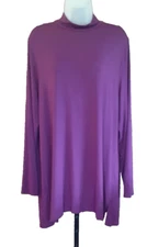 H By Halston Women's Mock Neck Long Sleeve Purple Tunic Top XL