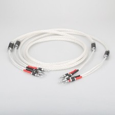 1pair 8N OCC Silver Plated Wire HiFi Speaker Cable Amplifier with Banana Plugs