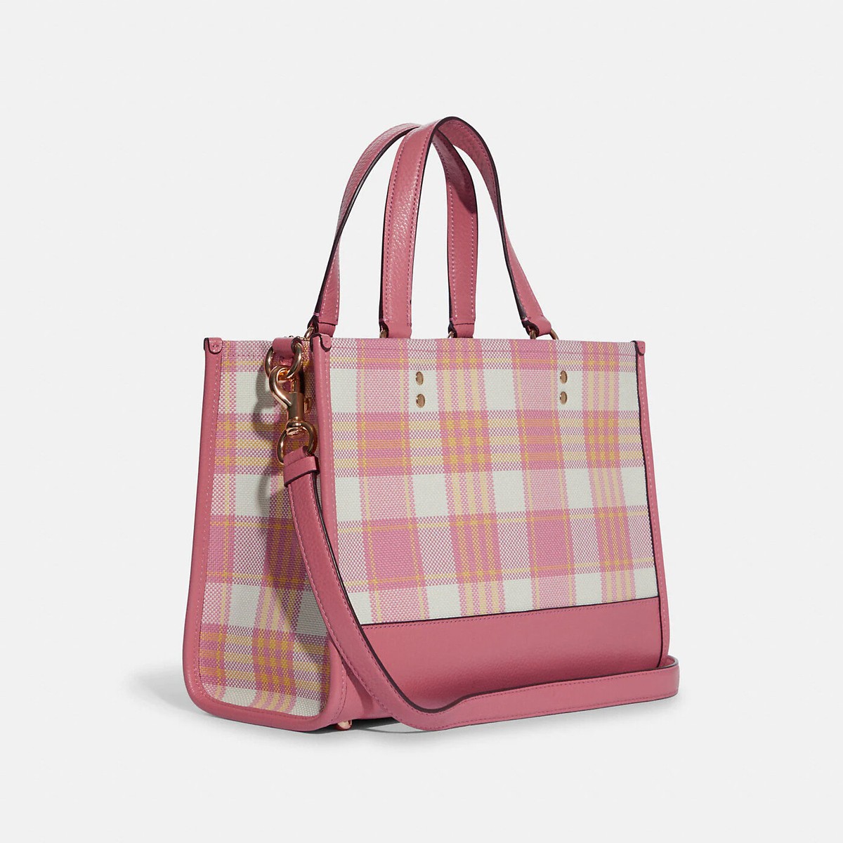 NWT Coach Dempsey Carryall tote With Garden Plaid Print And