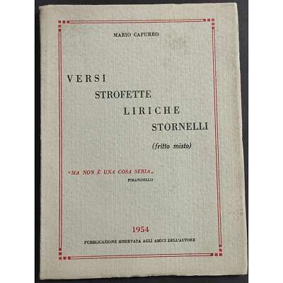 Verse Lyrische Stornelli Stornelli (gemischtes gebratenes Gebraten) M. Capurro - 1954