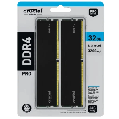 32GB Crucial Pro PC4-25600 (2x16GB) CL22-22-22 DDR4-3200 Dual Kit