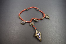 antico rosario con colore corallo.Sfere e div.dipendenze del XIX secolo
