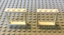 LEGO 2 White Window 1 x 4 x 3 - No Shutter Tabs, Part 60594