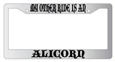 My Other Ride Is An Alicorn Chrome License Plate Frame Fantasy