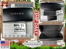 Genuine Versace Hard Black Leather Clamshell Glass Case w/Cleaning Cloth   MQ-11