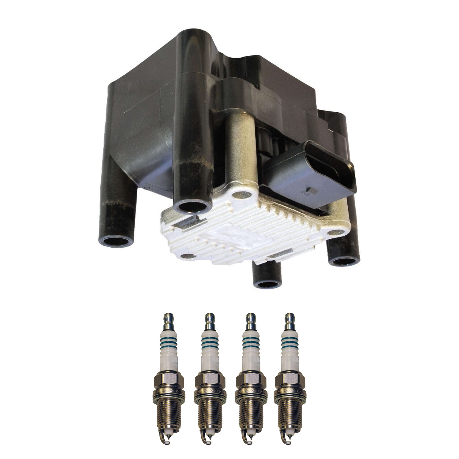 Bosch 1 Ignition Coil Denso 4 Iridium Power Spark Plug Kit For EL Golf Jetta L4