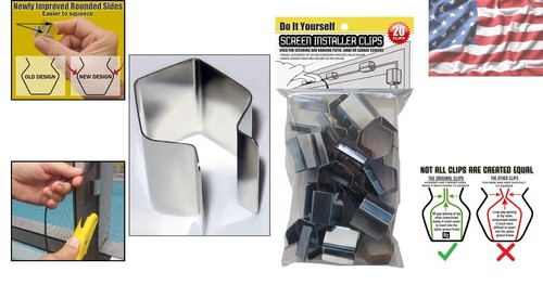20 Carbon Steel Screen Clips for Easy One-Person Installation - All Applications - Picture 2 of 11