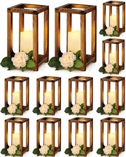 24 Pcs Wedding Candle Lantern Bulk for Table Centerpiece Includes 12 Vintage ...