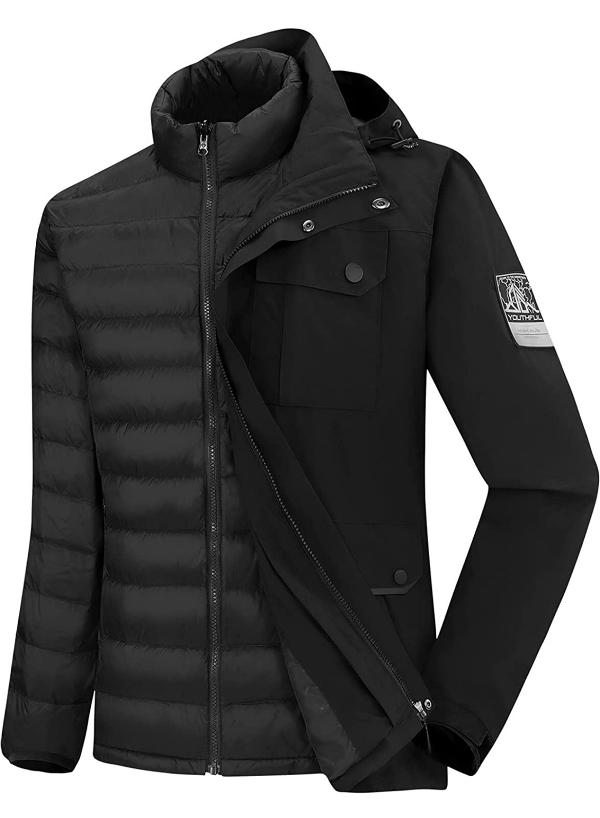 Neufigr Men’s 3 in 1 Men’s Ski Jacket Parka Puffer Waterproof Black *X