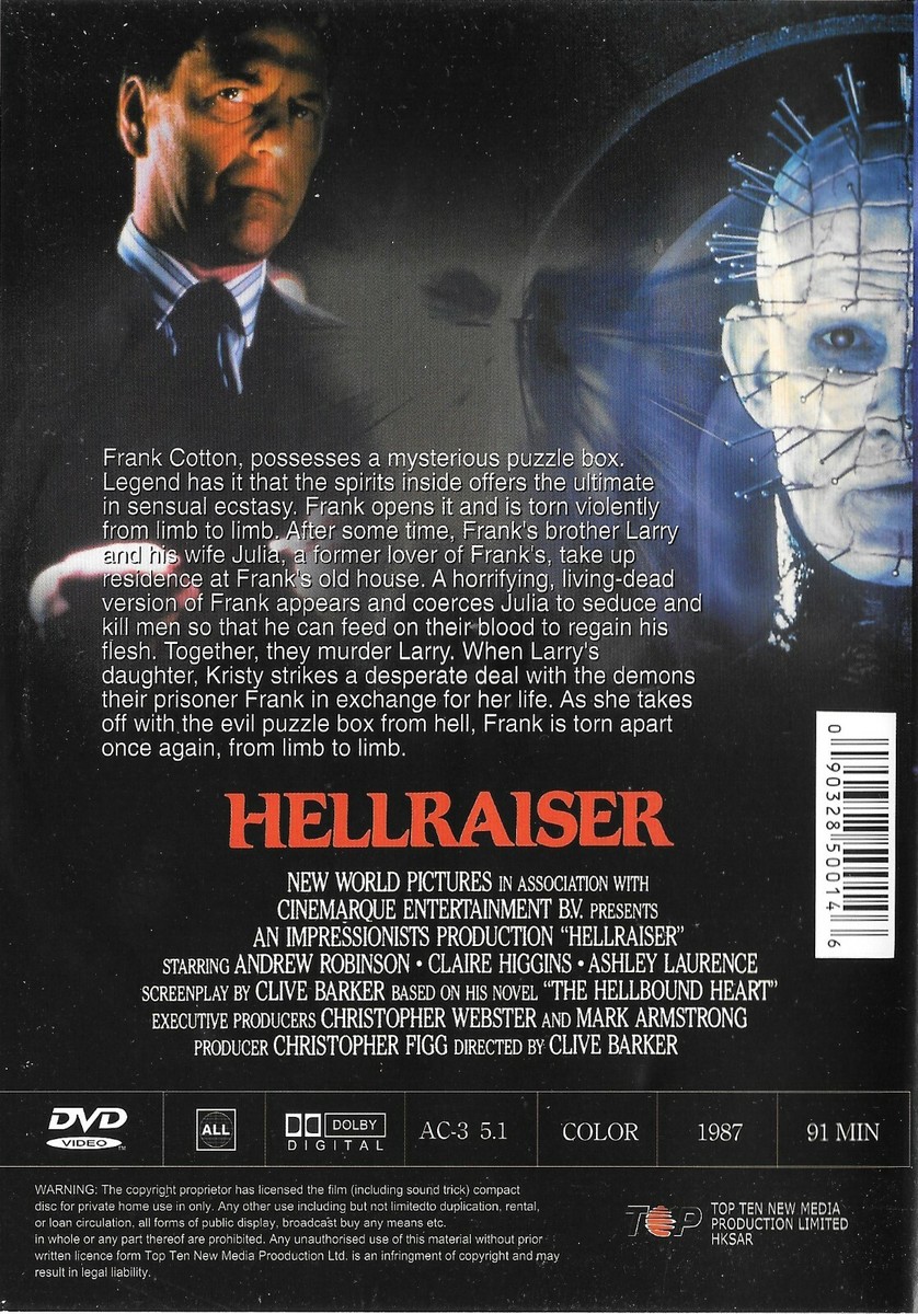 (未使用･未開封品)Hollywood Classics [DVD] Hellraiser (1987) (DVD, 2002) WS & Full-Frame Hellraiser