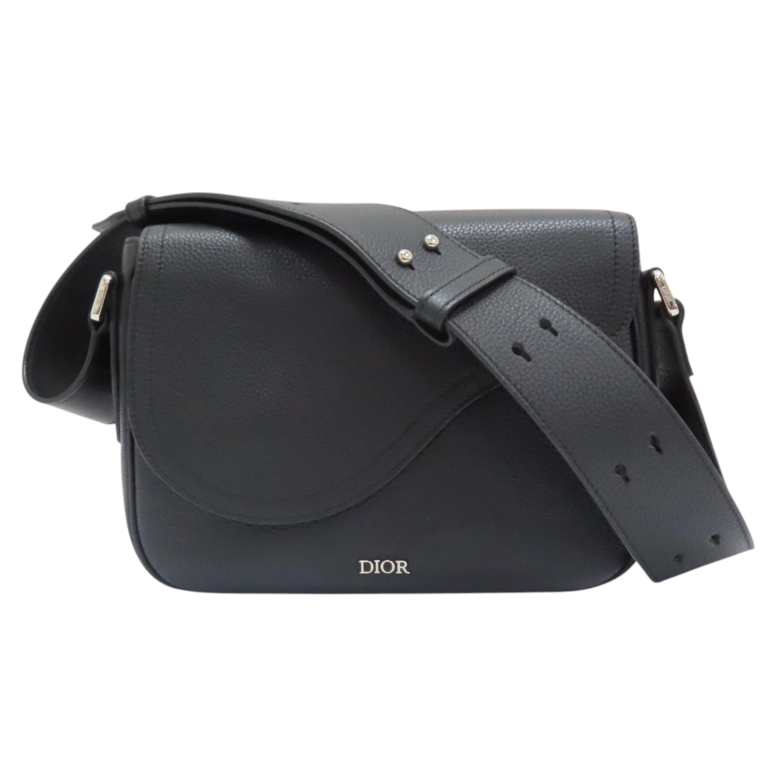 Sac bandoulière Dior Saddle Messenger cuir de veau grainé noir 1ADME130