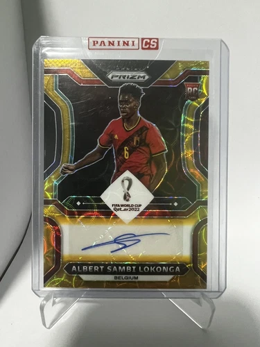 2022 FIFA Soccer World Cup Albert Sambi Lokonga Gold Prizm Choice Auto RC 10/10