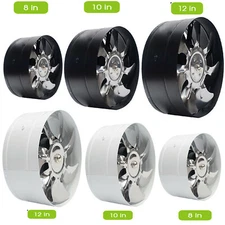 8"/10"/12" Inline Duct Fan Blower Booster Exhaust HVAC Air Cooling Ventilation