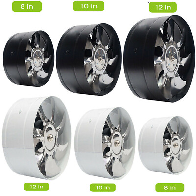 8''/10''/12'' Inline Duct Fan Blower Booster Exhaust HVAC Air Cooling Ventilation