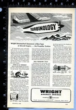1946 Vintage Magazine Page Ad Curtiss Wright Aircraft Engines