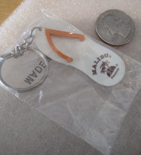 New White Malibu Rum Flip Flop Keychain Silver Key Ring Chain Hangtag 2.25  Foam