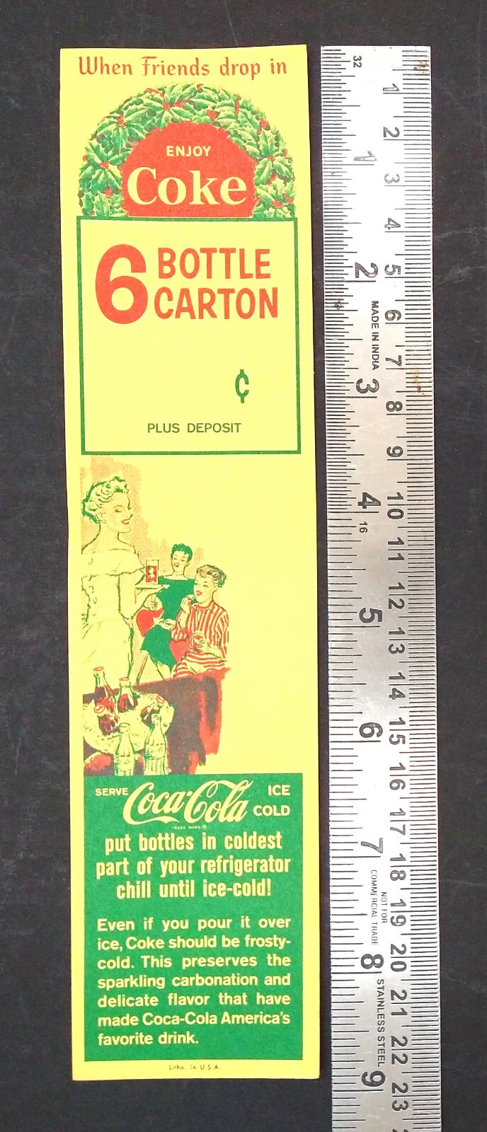 Lot of 4 Vintage Original COCA-COLA carton inserts 1950s New Old Stock NOS Coke