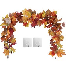 2 Pack Fall Maple Leaf Garland Hanging Fall Leaves Vine Artificial Autumn Gar...