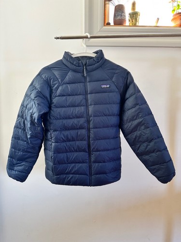Patagonia Blue Duckdown Puffer Zip Up Jacket Kids Size XL 14 - Picture 2 of 10