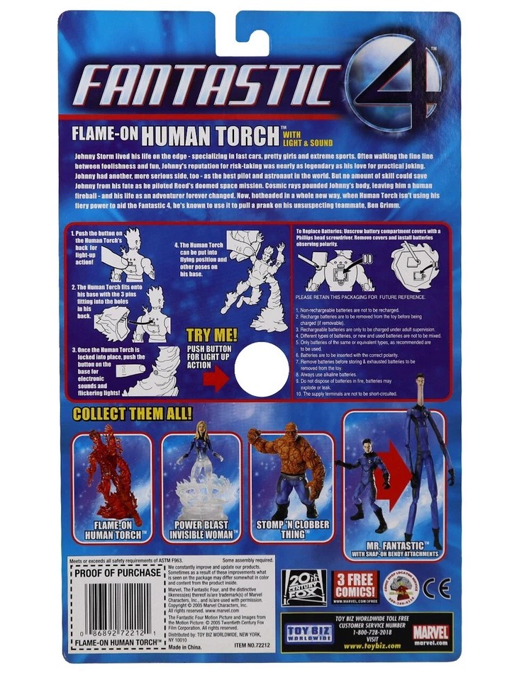 Toy Biz Fantastic Four Human Torch The Movie Prototipo Prueba Tarjeta Embalaje 2005 Foto 2 de 3