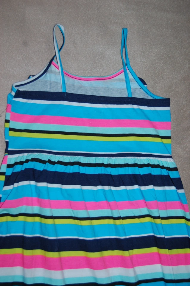Девочек вязаный летнее платье синий AQUA розовый зеленый бирюзовый полоски без рукавов XL 14-16 - Изображение 3 из 3