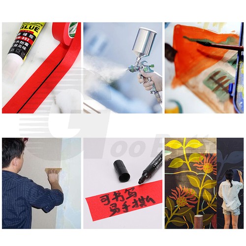 Red General Masking Tape 10-60mm x50M DIY Craft Painter Easy Tear Car Decorating - Picture 11 of 20