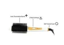 Tru Beauty 2-in-1 Hot Styling Brush, Ionic Tourmaline Barrel White/Gold New