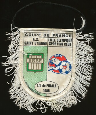 Fanion ASSE Vs Lille OSC 1/4 Coupe France 1985 – 10x9 Cm, Collection