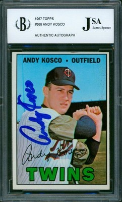 1967 Topps ANDY KOSCO Signed #366 Slabbed Auto Minnesota Twins JSA/Beckett