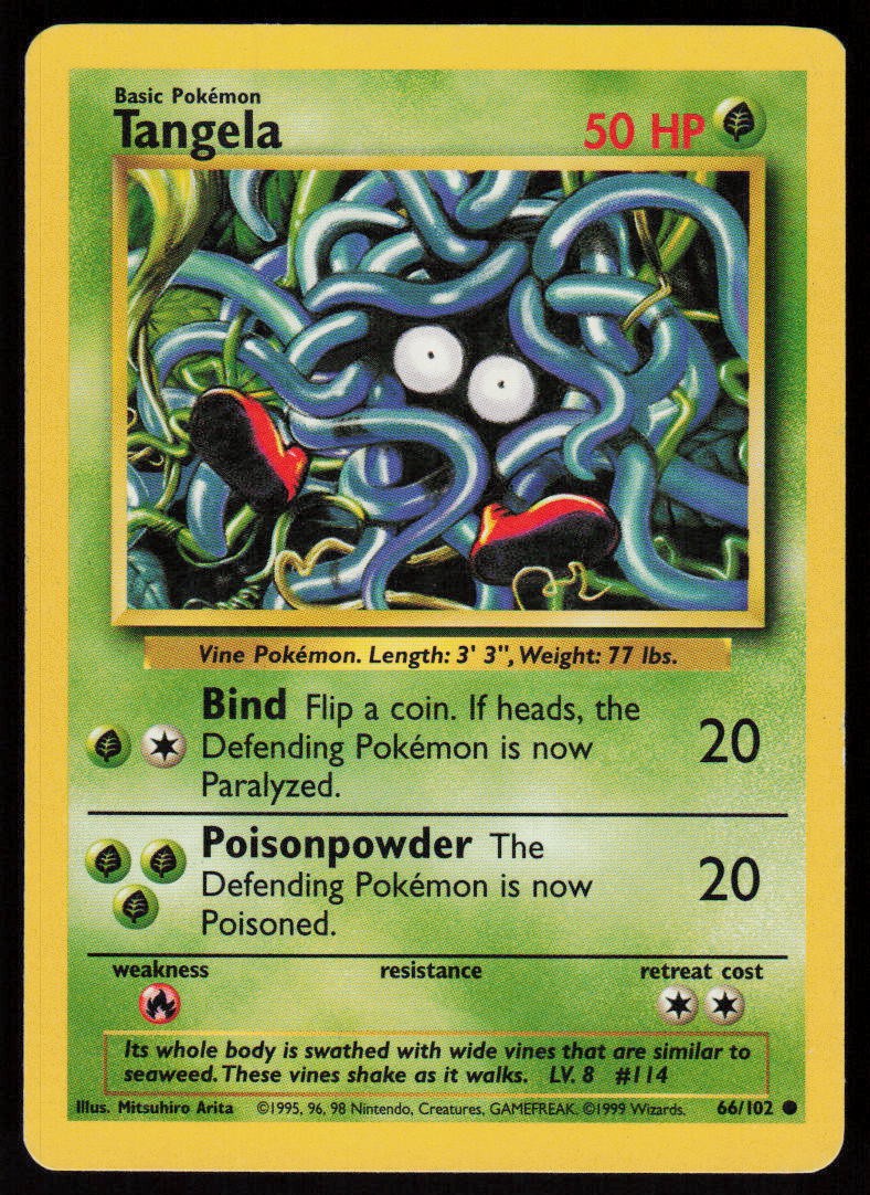 Tangela 66/102 Common Base Set Unlimited Pokemon Moderately Played